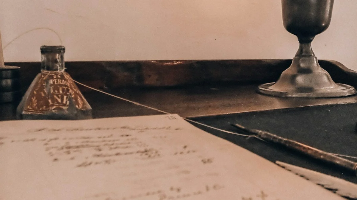 A handwritten ledger page with an inkwell, pen, and brass oil lamp on an antique desk. — a The Obsidian Key guide to Attention Self-Check: Screen Time, First Hour, Bad News.