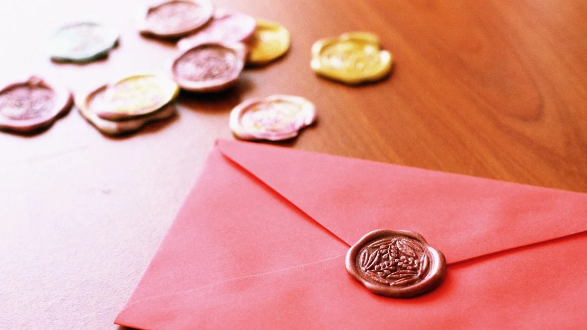 A red envelope sealed with a bronze wax stamp, surrounded by scattered wax seals on a wooden desk. — a The Obsidian Key guide to First Breach Edition: Why This Book Exists.