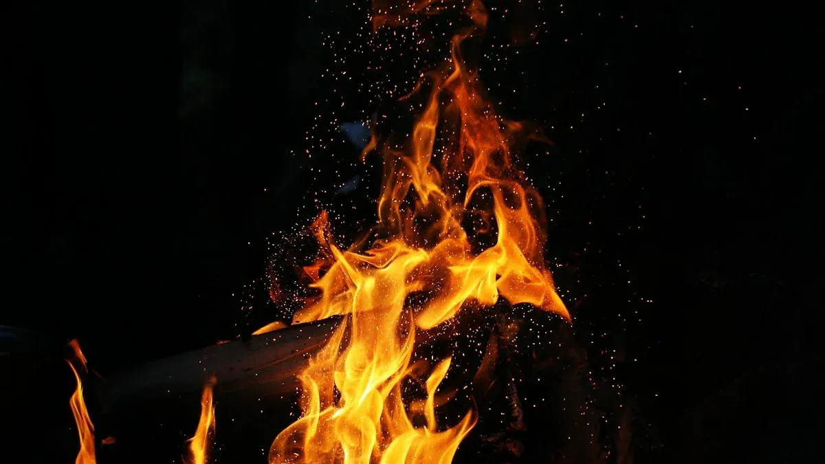A campfire burns bright orange in the dark, sending sparks into the night air. — a The Obsidian Key guide to How the Ninth Law Is Built From the Other Eight.