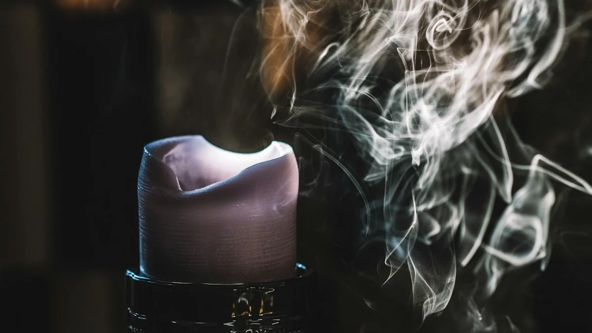 A lit candle in a dark glass holder trailing smoke through a dark room. — a The Obsidian Key guide to Parasites: The Term and Its Warning Signs.