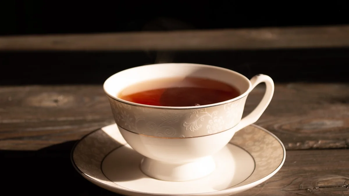 A single ornate teacup rests untouched on its saucer in warm window light. — a The Obsidian Key guide to Self-Check: The Relationships That Bill You.