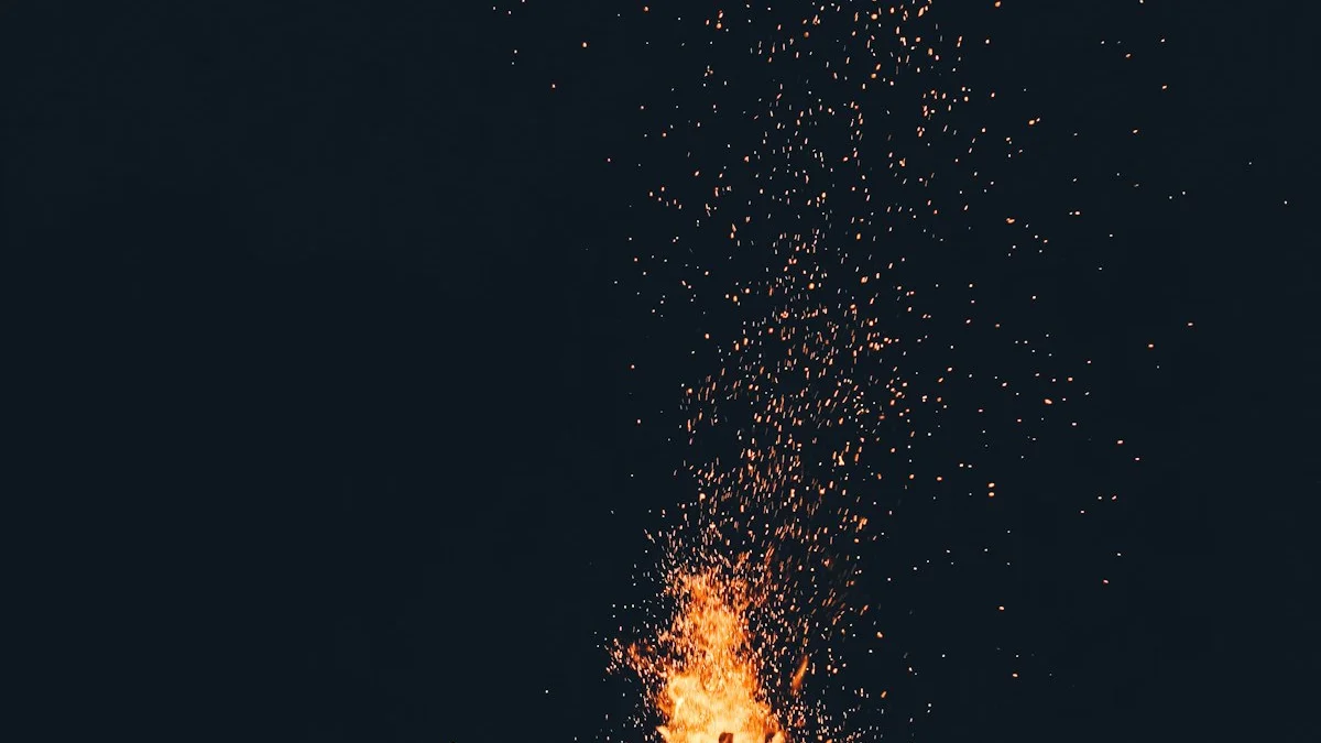 A steady flame releases rising sparks against a dark night sky. — a The Obsidian Key guide to The Daily Shield: Two Minutes Each Morning.