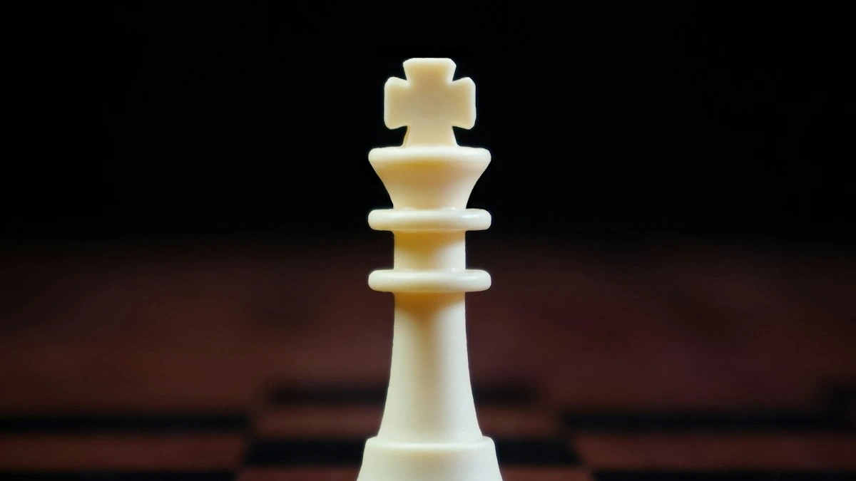 A single white chess king stands alone on a dark wooden board. — a The Obsidian Key guide to The First Thousand: Where Wealth Becomes Identity.