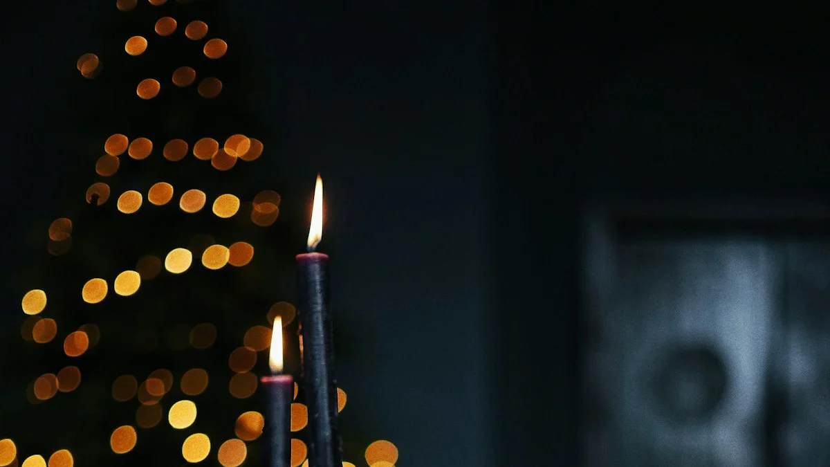 Two dark taper candles burn on brass holders against warm blurred lights. — a The Obsidian Key guide to The Sealing: A Seven-Day Attention Protocol.