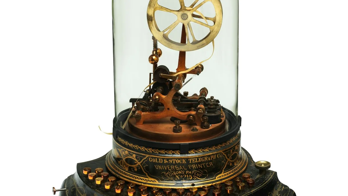 An antique brass telegraph mechanism sealed under a glass dome. — a The Obsidian Key guide to The Third Law: The Closed Circuit and Sealed Attention.