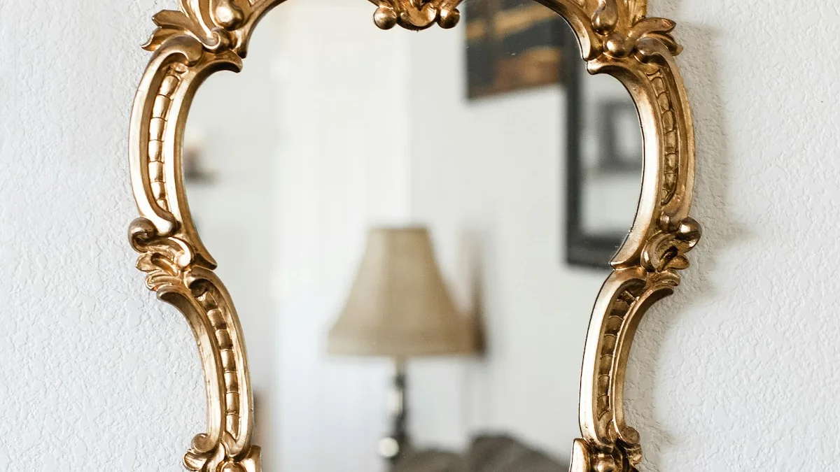 An ornate gold mirror reflects a softly lit lamp in a quiet room. — a The Obsidian Key guide to Wanting vs Assuming: The Grammar of Lack.